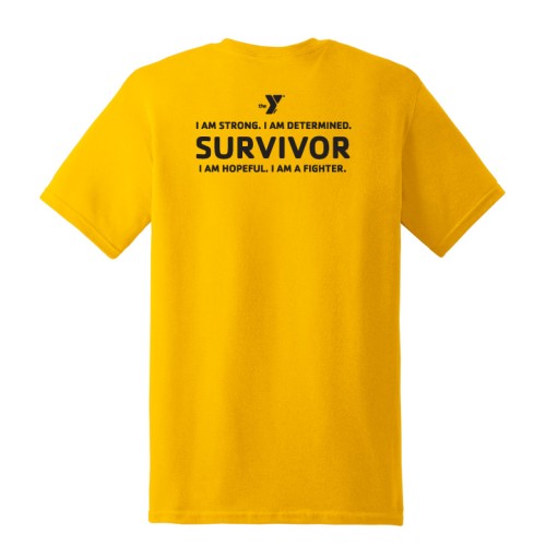 Adult LiveStrong Short Sleeve 100 Cotton Tee Left Chest Y Logo Survivor I Am Strong Back